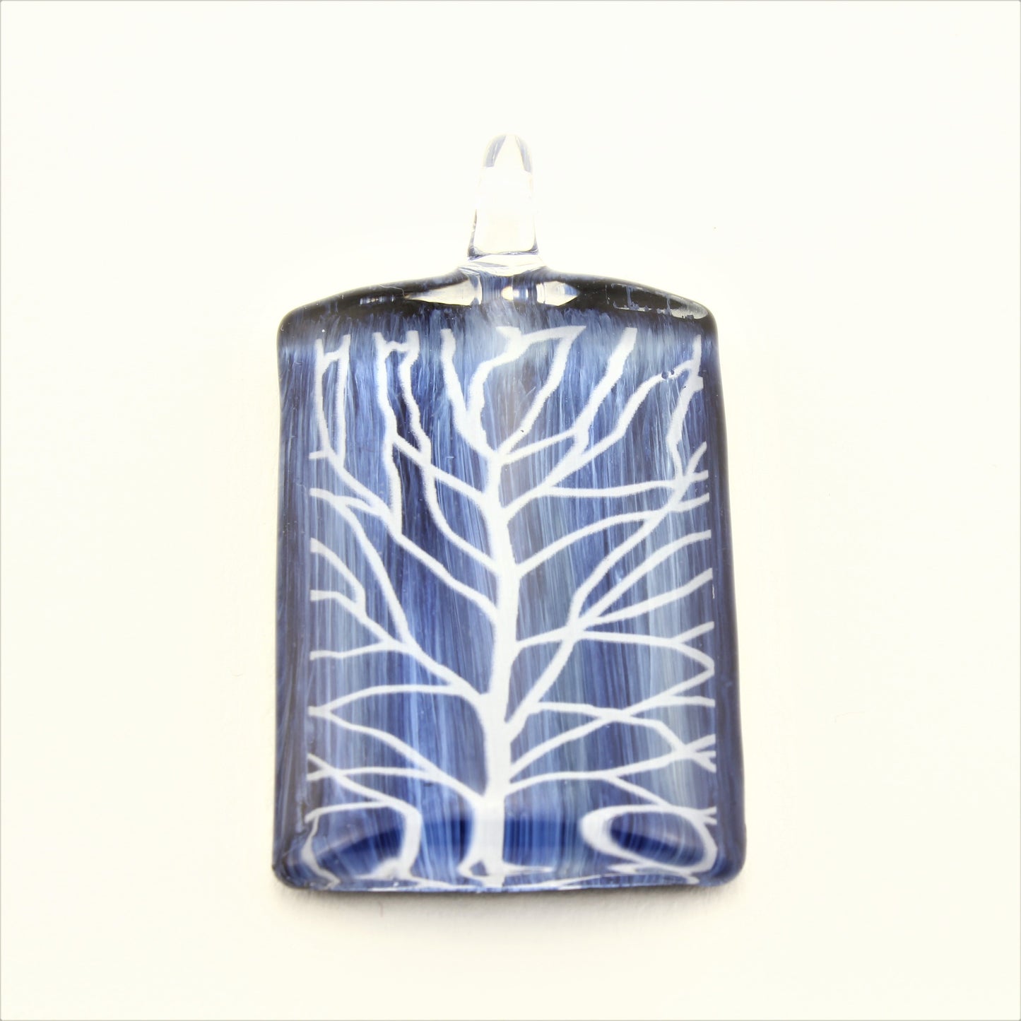 SWN578 Blue Rectangle Glass Pendant Necklace
