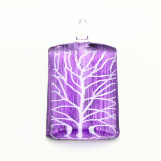 WSWN579 Purple Rectangle Glass Pendant Necklace