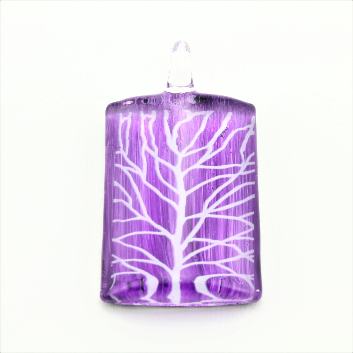 SWN579 Purple Rectangle Glass Pendant Necklace