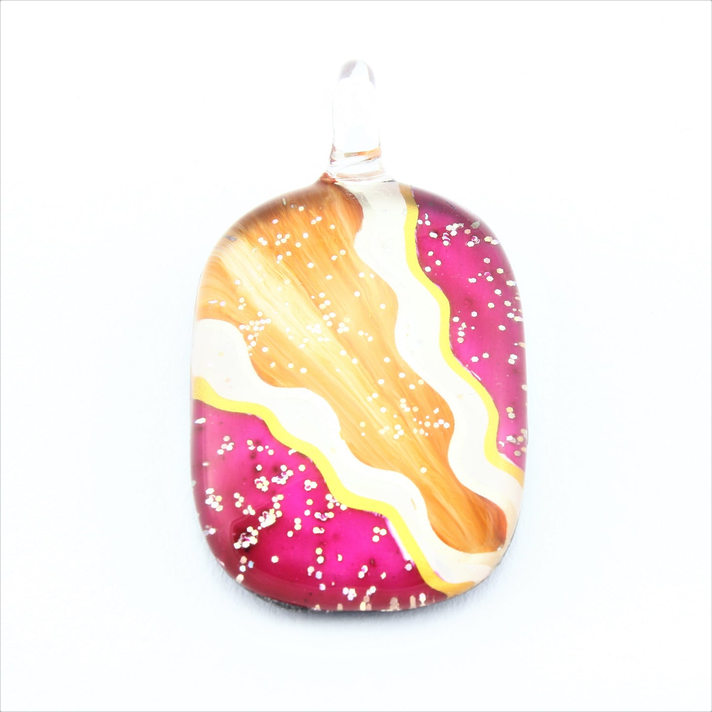 SWN580 Red/Orange Oval Glass Pendant Necklace