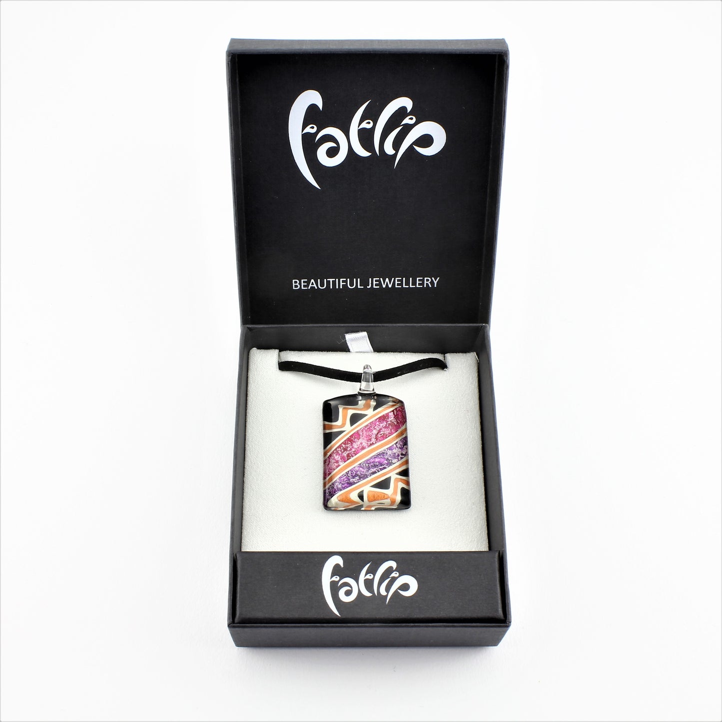 SWN582 Multi Coloured Rectangle Glass Pendant Necklace