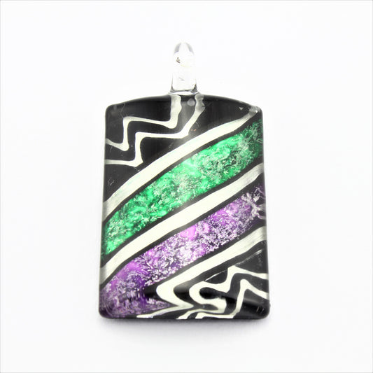 SWN583 Multi Coloured Rectangle Glass Pendant Necklace