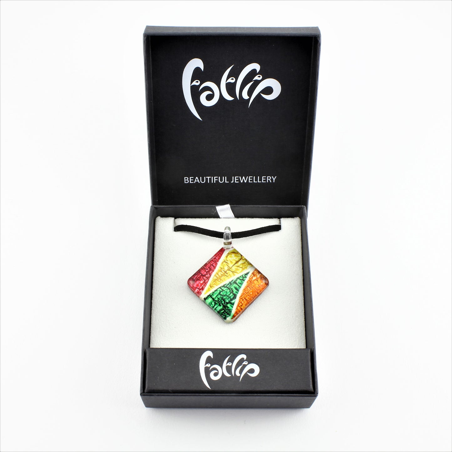SWN585 Multi Coloured Diamond Glass Pendant Necklace