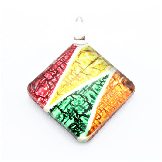 SWN585 Multi Coloured Diamond Glass Pendant Necklace