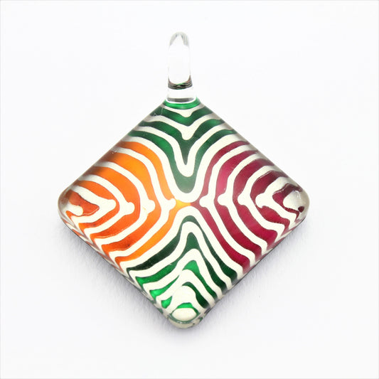 WSWN586 Multi Coloured Diamond Glass Pendant Necklace