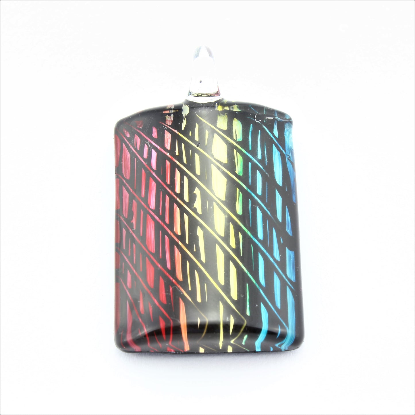 SWN590 Multi Coloured Rectangle Glass Pendant Necklace