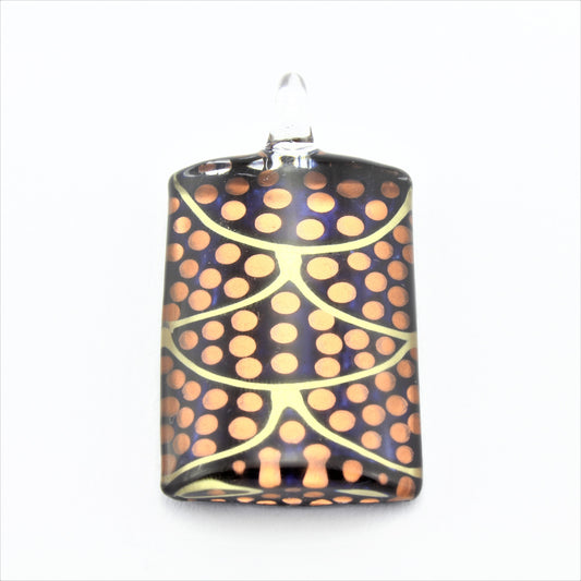 SWN592 Black/Orange Dotty Rectangle Glass Pendant Necklace