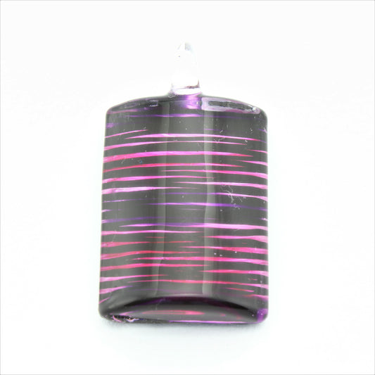 WSWN593 Purple Strip Rectangle Glass Pendant Necklace