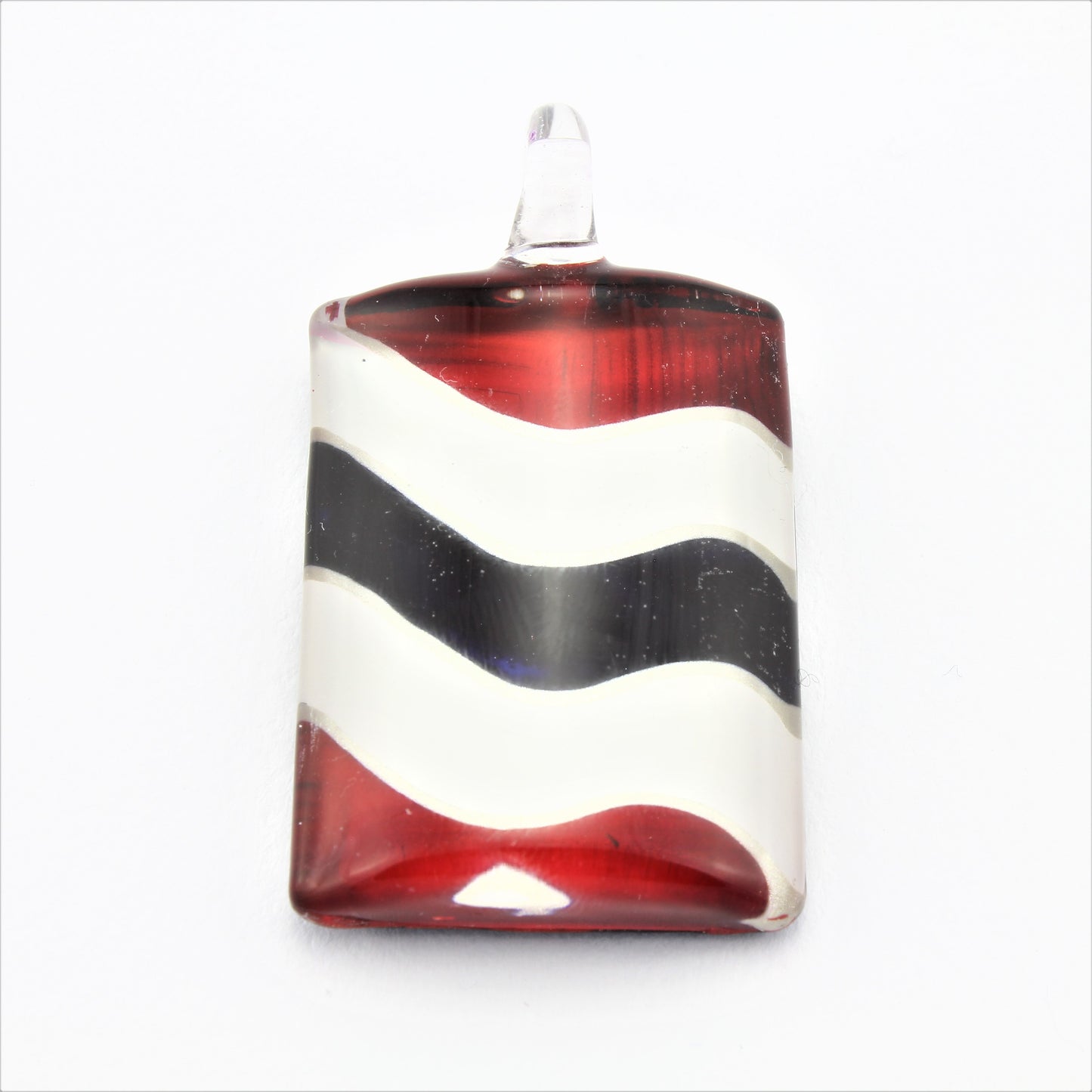 SWN594 Red/White/Black Rectangle Glass Pendant Necklace