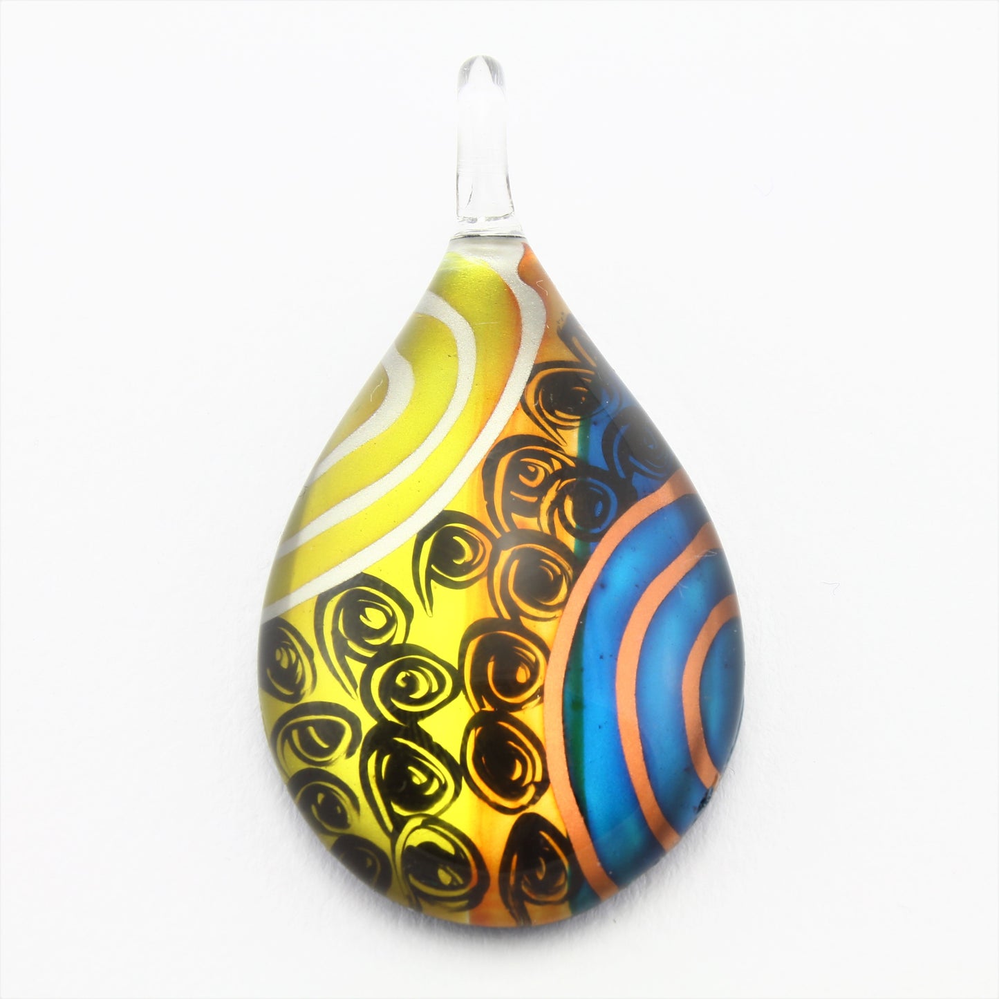 SWN595 Multi Coloured Teardrop Glass Pendant Necklace