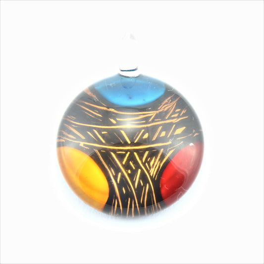 SWN597 Multi Coloured Round Glass Pendant Necklace