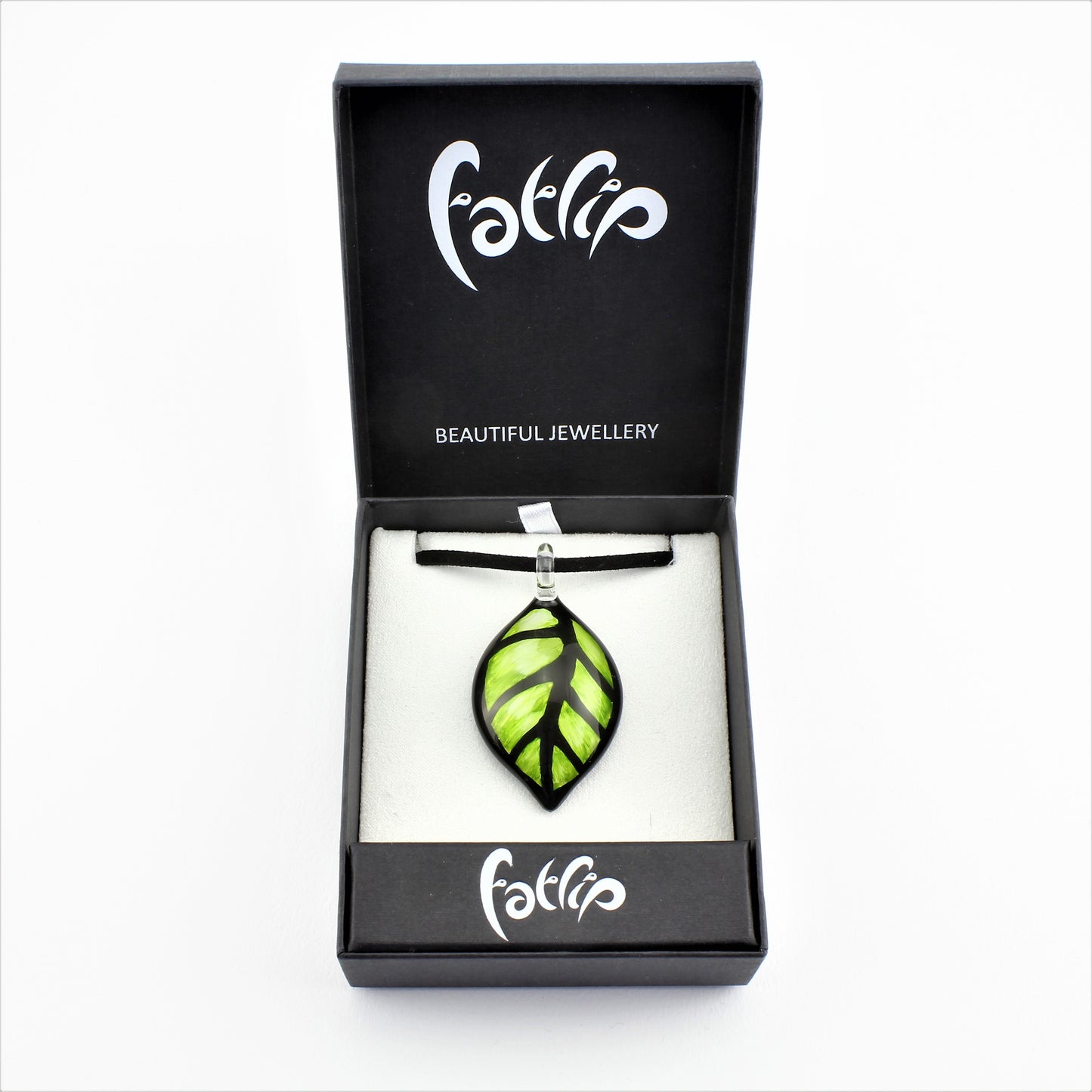 SWN599 Green Leaf Glass Pendant Necklace