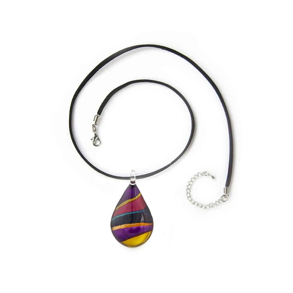 Aurora - A beautiful hand-made lampwork glass pendant individually painted. Comes with a leather suede cord necklace. Fatlip