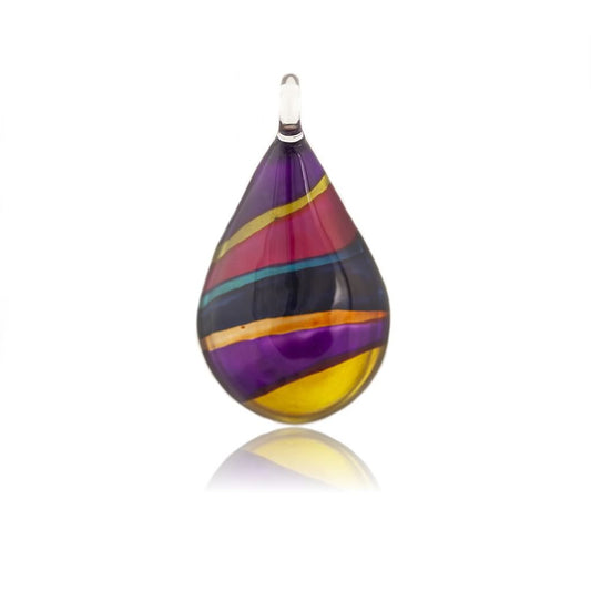 Aurora - A beautiful hand-made lampwork glass pendant individually painted. Comes with a leather suede cord necklace. Fatlip
