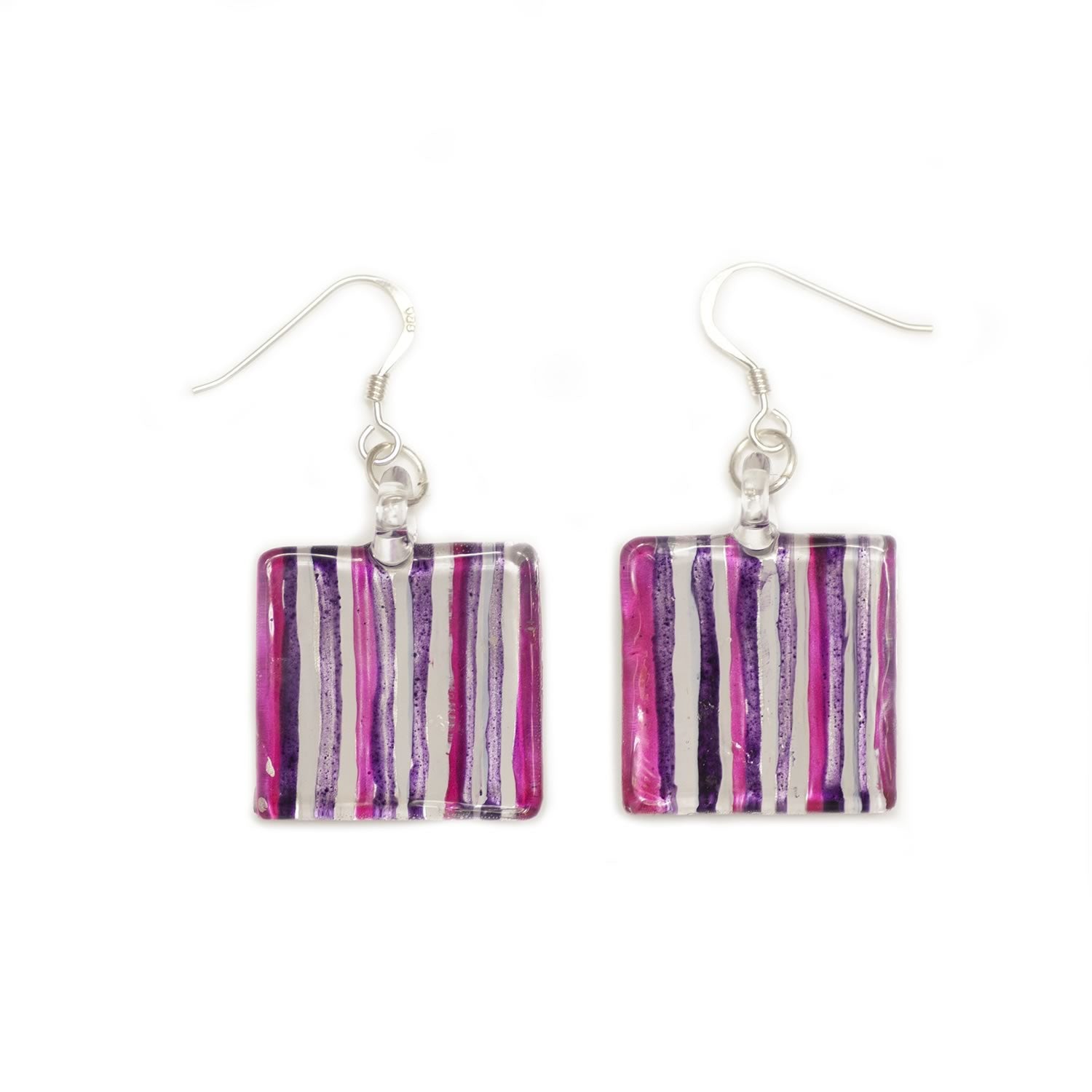 A beautiful hand-made lampwork glass earring individually painted. With sterling sliver hooks. 