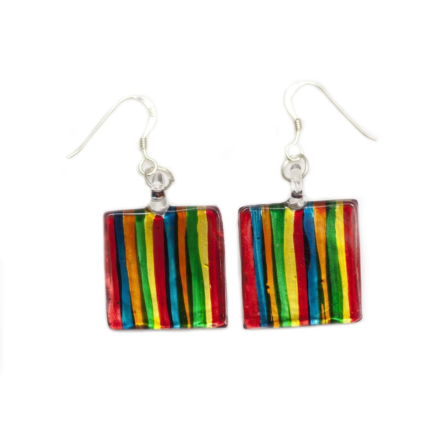A beautiful hand-made lampwork glass earring individually painted. With sterling sliver hooks. 