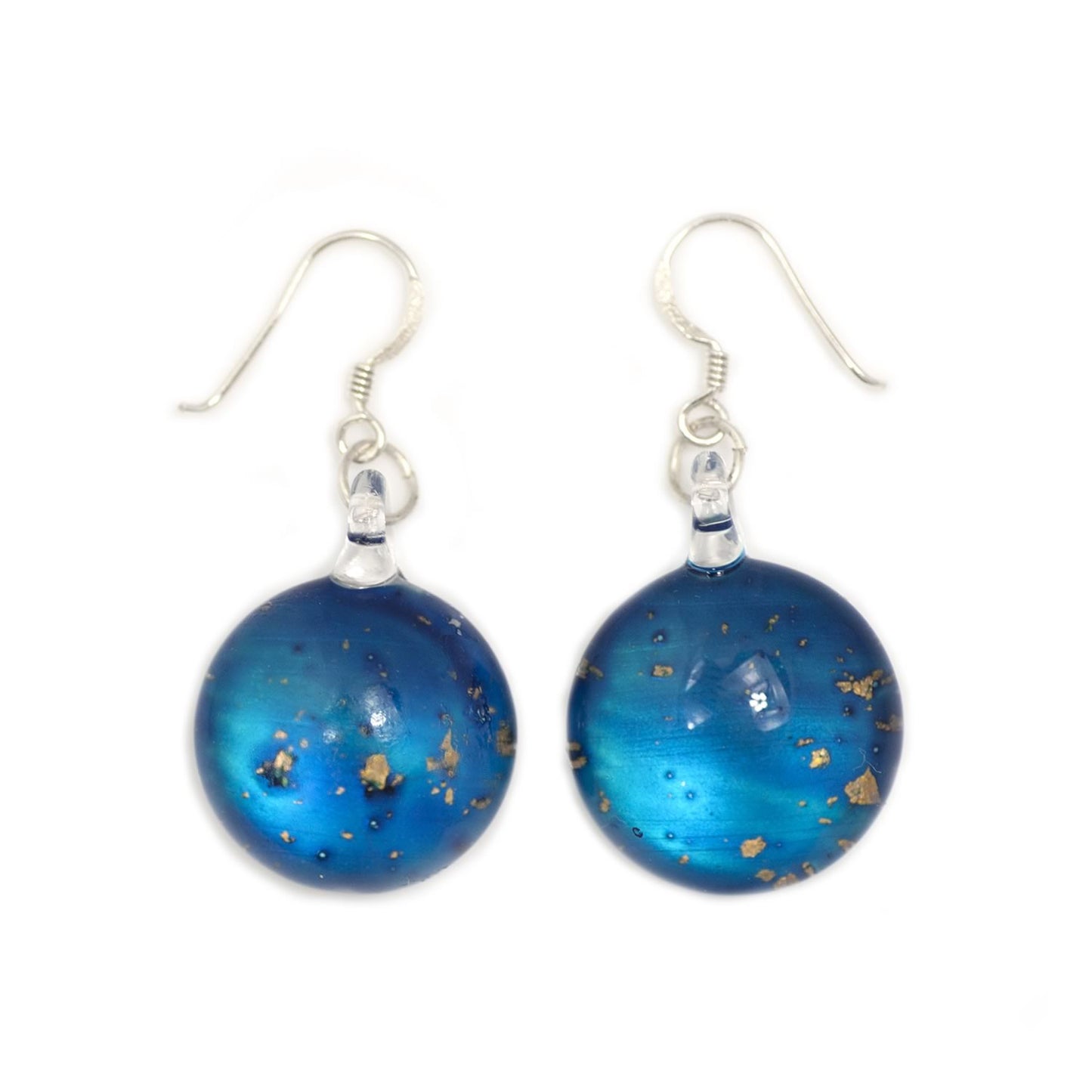 Midnight Blue Glass Round Fleck Drop Earring | Fatlip