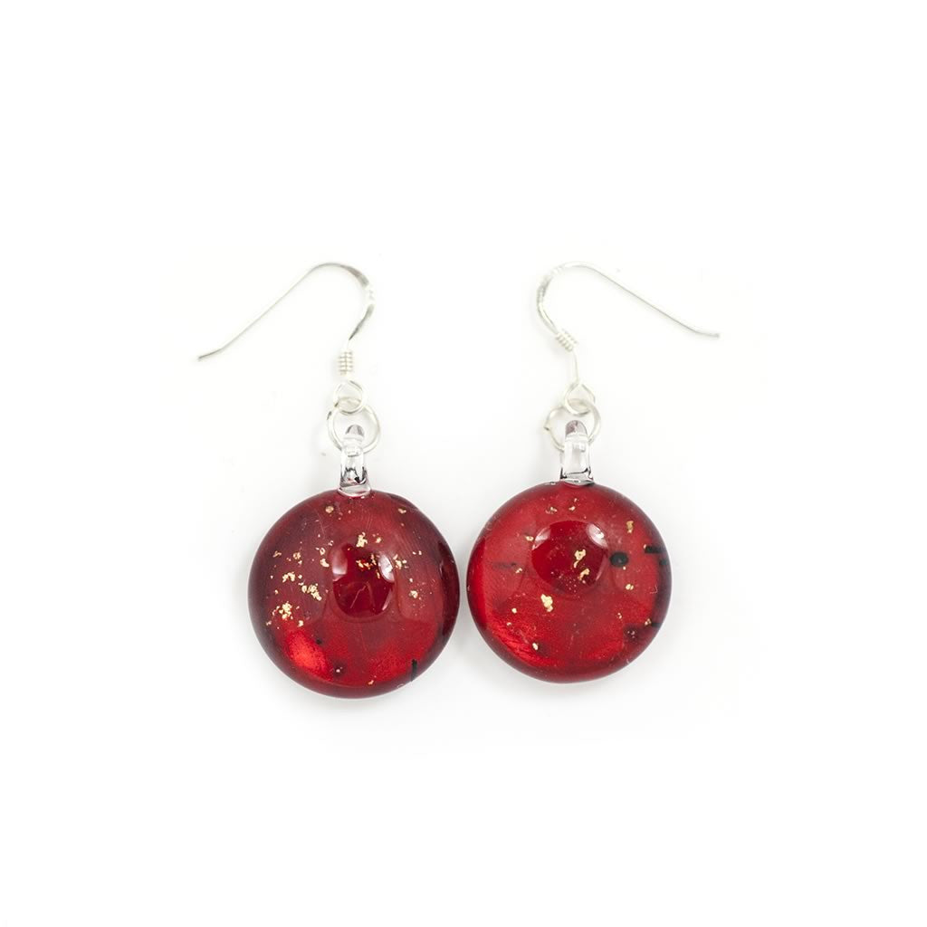 A beautiful hand-made lampwork glass earring individually painted. With sterling sliver hooks. 