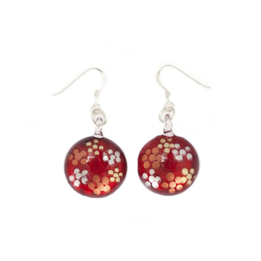 A beautiful hand-made lampwork glass earring individually painted. With sterling sliver hooks. 