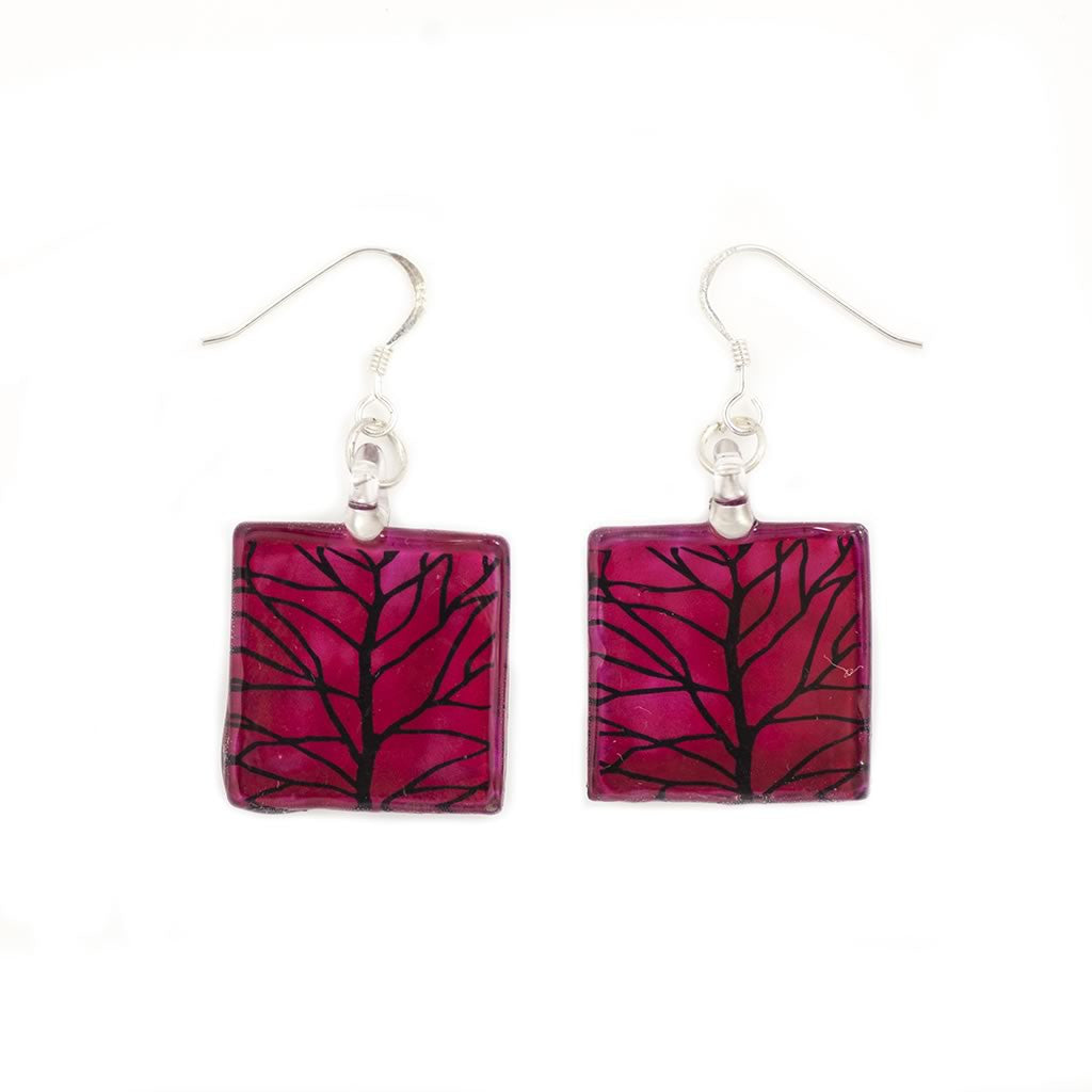 A beautiful hand-made lampwork glass earring individually painted. With sterling sliver hooks. 