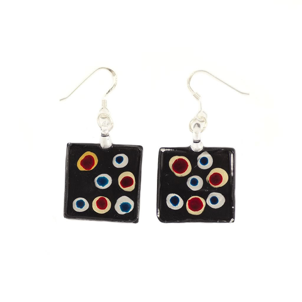 A beautiful hand-made lampwork glass earring individually painted. With sterling sliver hooks. 