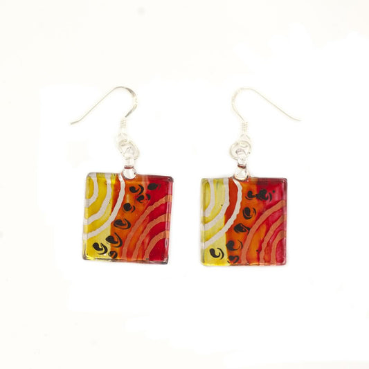 A beautiful hand-made lampwork glass earring individually painted. With sterling sliver hooks. 