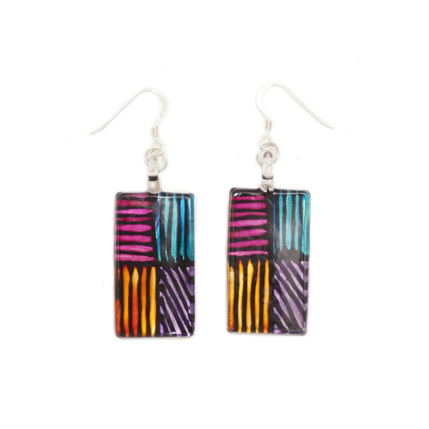 A beautiful hand-made lampwork glass earring individually painted. With sterling sliver hooks. 