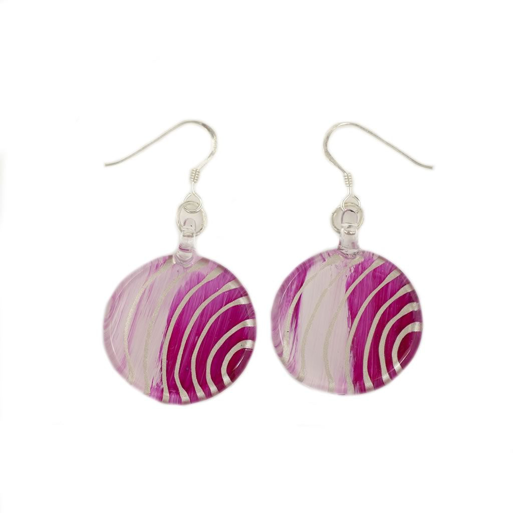 A beautiful hand-made lampwork glass earring individually painted. With sterling sliver hooks. 