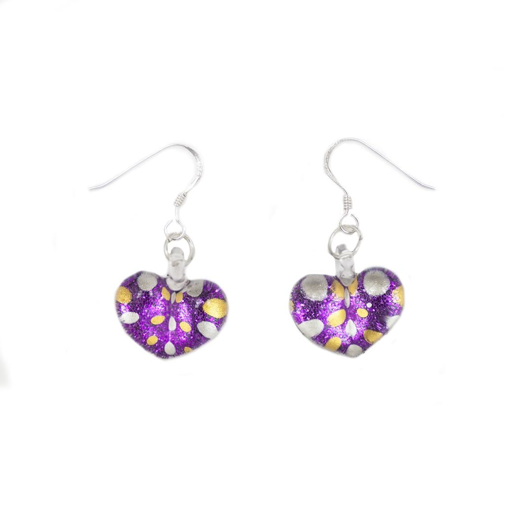 A beautiful hand-made lampwork glass earring individually painted. With sterling sliver hooks. 